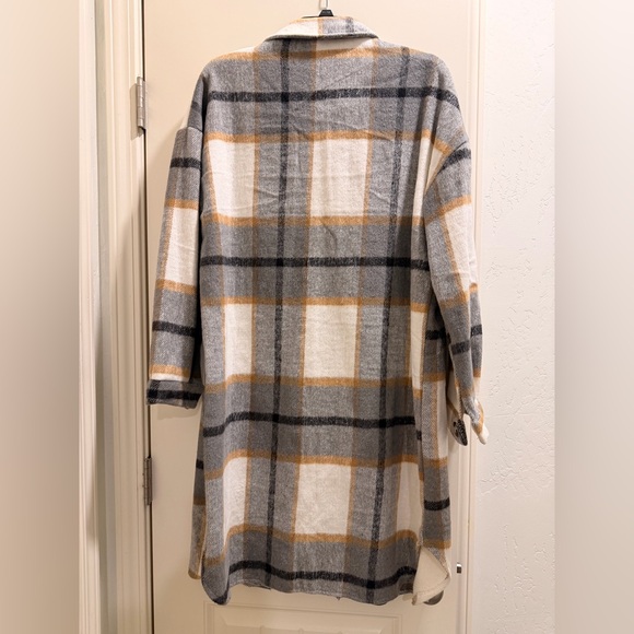 Plaid Button-Up Long Shacket - Picture 3 of 3